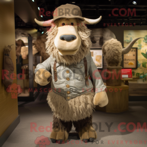 Beige Yak mascot costume...