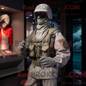 Gray Gi Joe mascot costume...