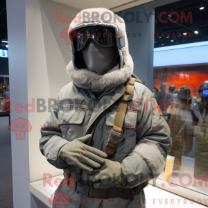 Gray Gi Joe mascot costume...