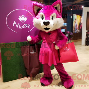 Magenta Wolf mascot costume...