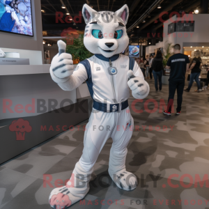 Sølv Bobcat maskot kostume...