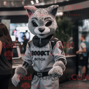 Sølv Bobcat maskot kostume...