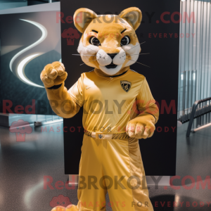 Gold Puma mascot costume...