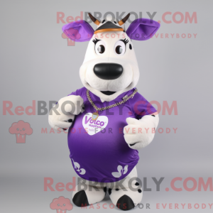 Purple Holstein Cow mascot...