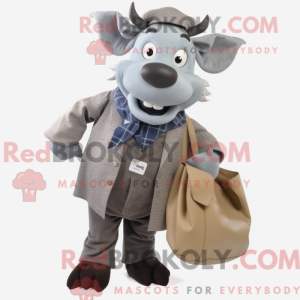 Gray Cow mascot costume...