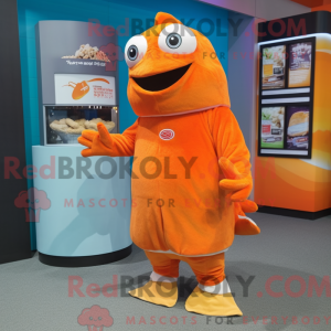 Orange Cod mascot costume...