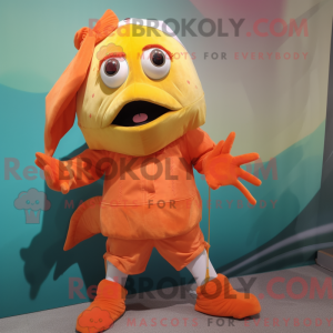 Orange Cod mascot costume...