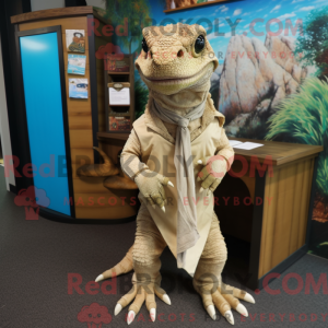 Tan Komodo Dragon mascot...