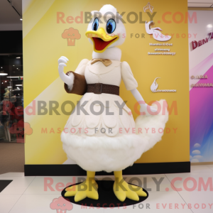 Cream Swan maskot kostume...