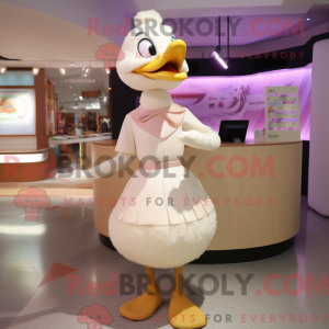 Cream Swan mascot costume...