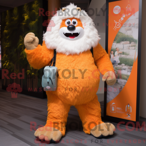 Orange Yeti maskot kostume...