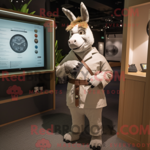 Cream Donkey mascot costume...