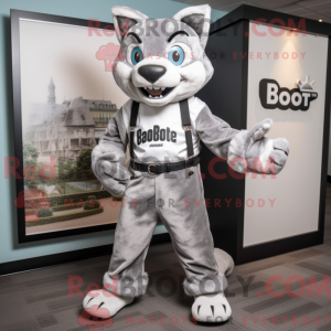 Sølv Bobcat maskot kostume...