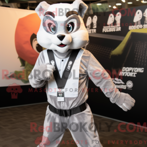 Sølv Bobcat maskot kostume...