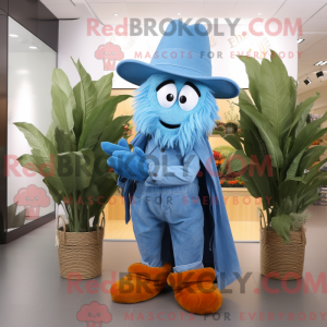 Sky Blue Scarecrow mascot...