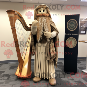Tan Celtic Harp mascot...