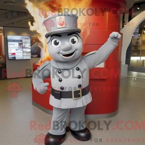 Gray Fire Fighter mascot...