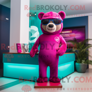 Magenta Teddy Bear maskot...