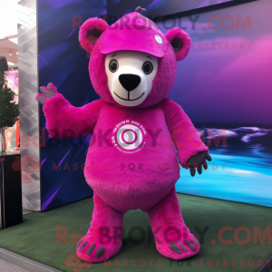 Magenta Teddy Bear mascot...