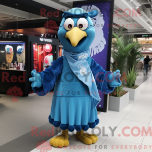 Blå Tyrkiet maskot kostume...