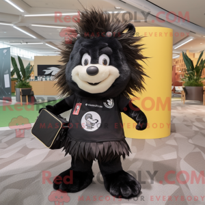 Sort Porcupine maskot...