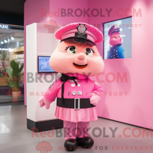 Pink Police Officer mascot...