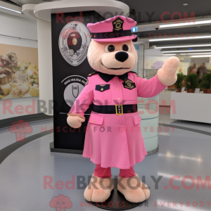 Pink Police Officer mascot...