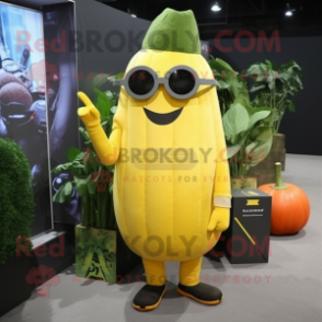 Yellow Beet mascot costume character dressed with a Tank Top and Sunglasses