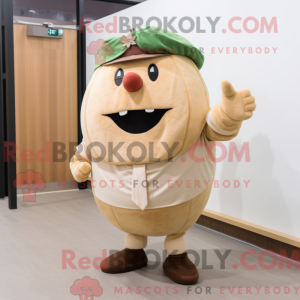 Beige melon maskot kostume...