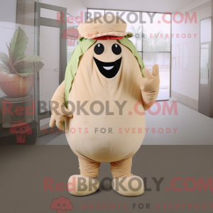 Beige Melon mascot costume...