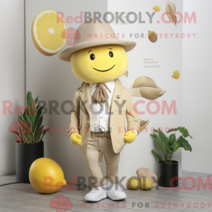 Beige Lemon mascot costume...