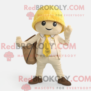 Beige citron maskot kostume...