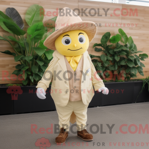 Beige citron maskot kostume...