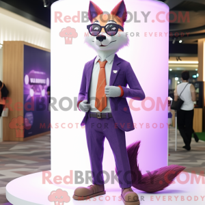 Purple Fox maskot kostume...