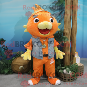 Orange tun maskot kostume...
