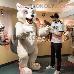 Cream Wolf mascot costume...