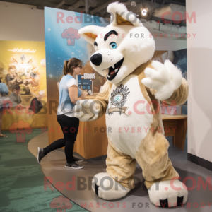 Cream Wolf mascot costume...