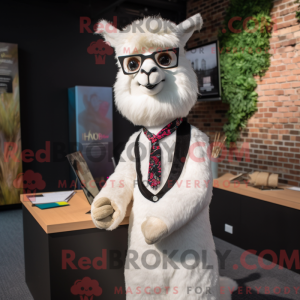 Witte lama mascottekostuum...