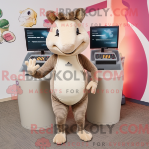 Beige Armadillo mascot...