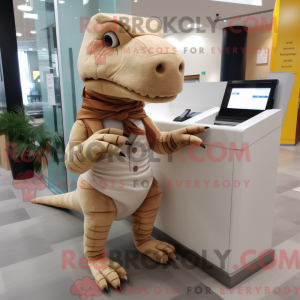 Beige T Rex mascottekostuum...