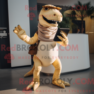 Beige T Rex mascottekostuum...