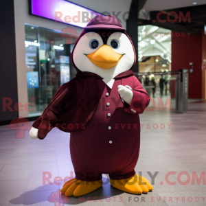 Maroon Penguin maskot...