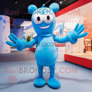Sky Blue Lobster Bisque mascot costume character dressed with a Romper and Foot pads