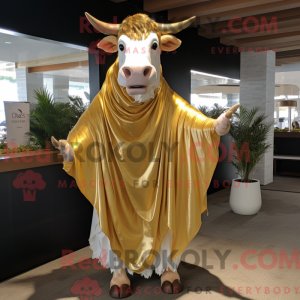 Gold Hereford Cow mascot...