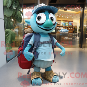 Teal Cod mascot costume...