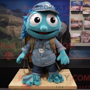 Teal Cod mascot costume...