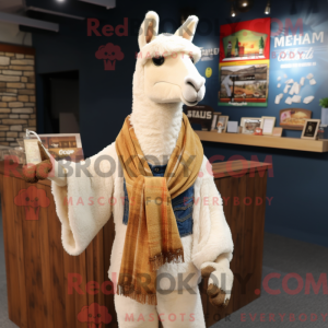 Creme Lama maskot drakt...