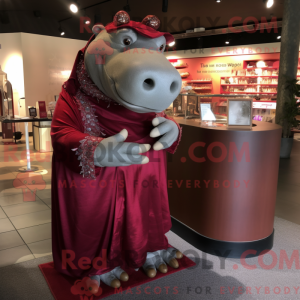Maroon Hippopotamus mascot...