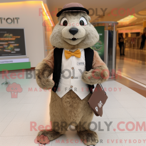 Olive Marmot maskot kostyme...