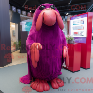 Magenta hvalros maskot...